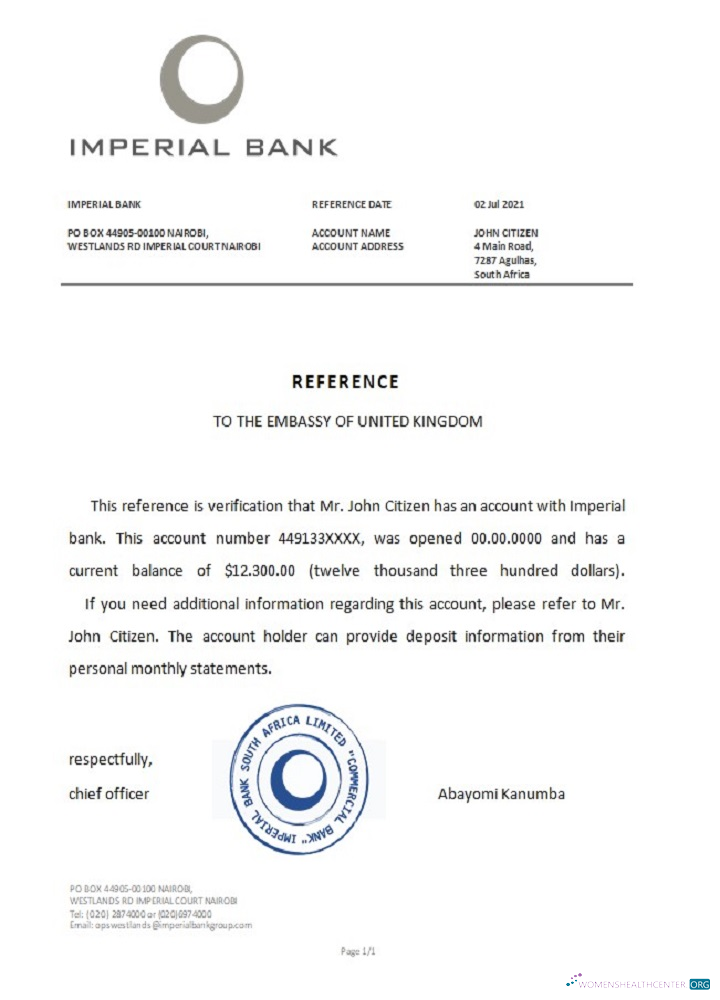 Download South Africa Imperial bank reference Photoshop template